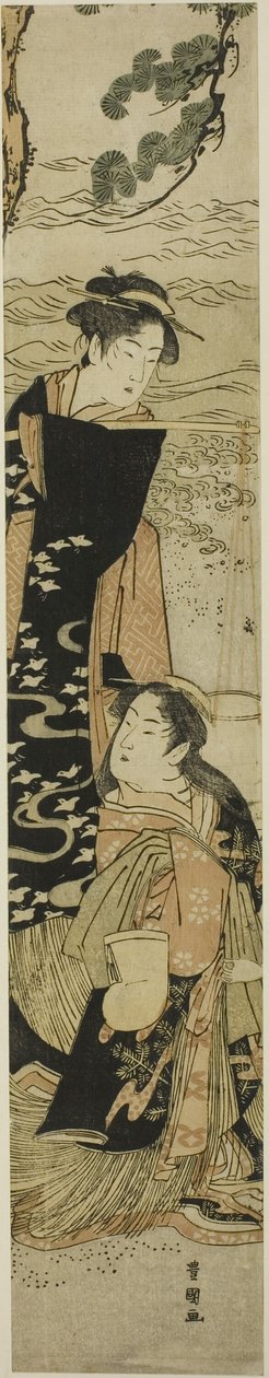 The sisters Matsukaze and Murasame on the shores of Suma af Utagawa Toyokuni I