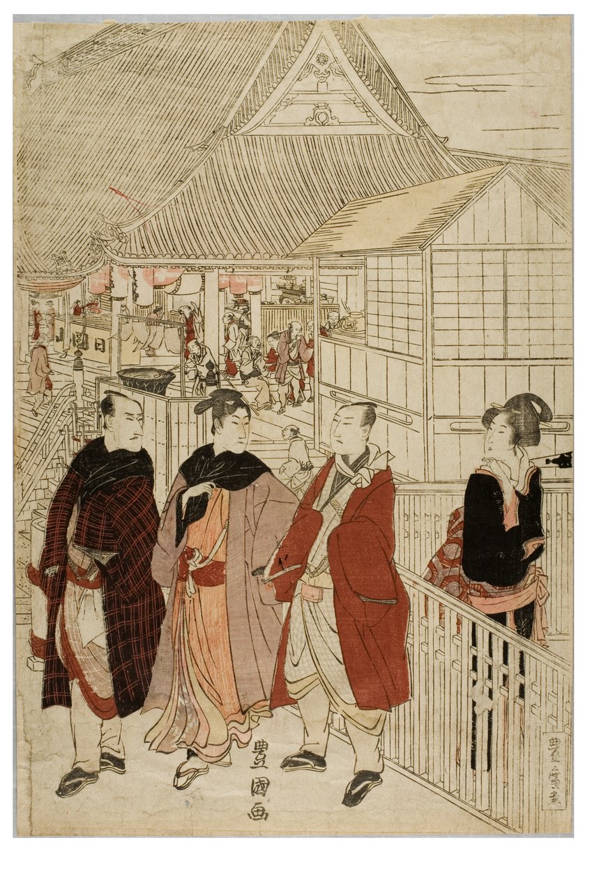 Nytårs pilgrimsrejse til Myohoji i Horinouchi, Edo, ca. 1804-1810 (træblok på papir) af Utagawa and Toyokuni Utagawa Toyohiro