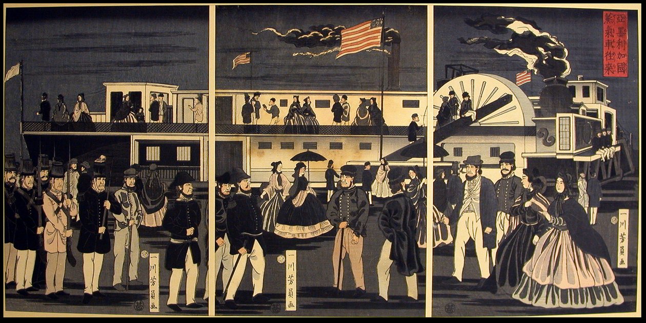 Amerikanske damptogsrejser af Utagawa Yoshikazu