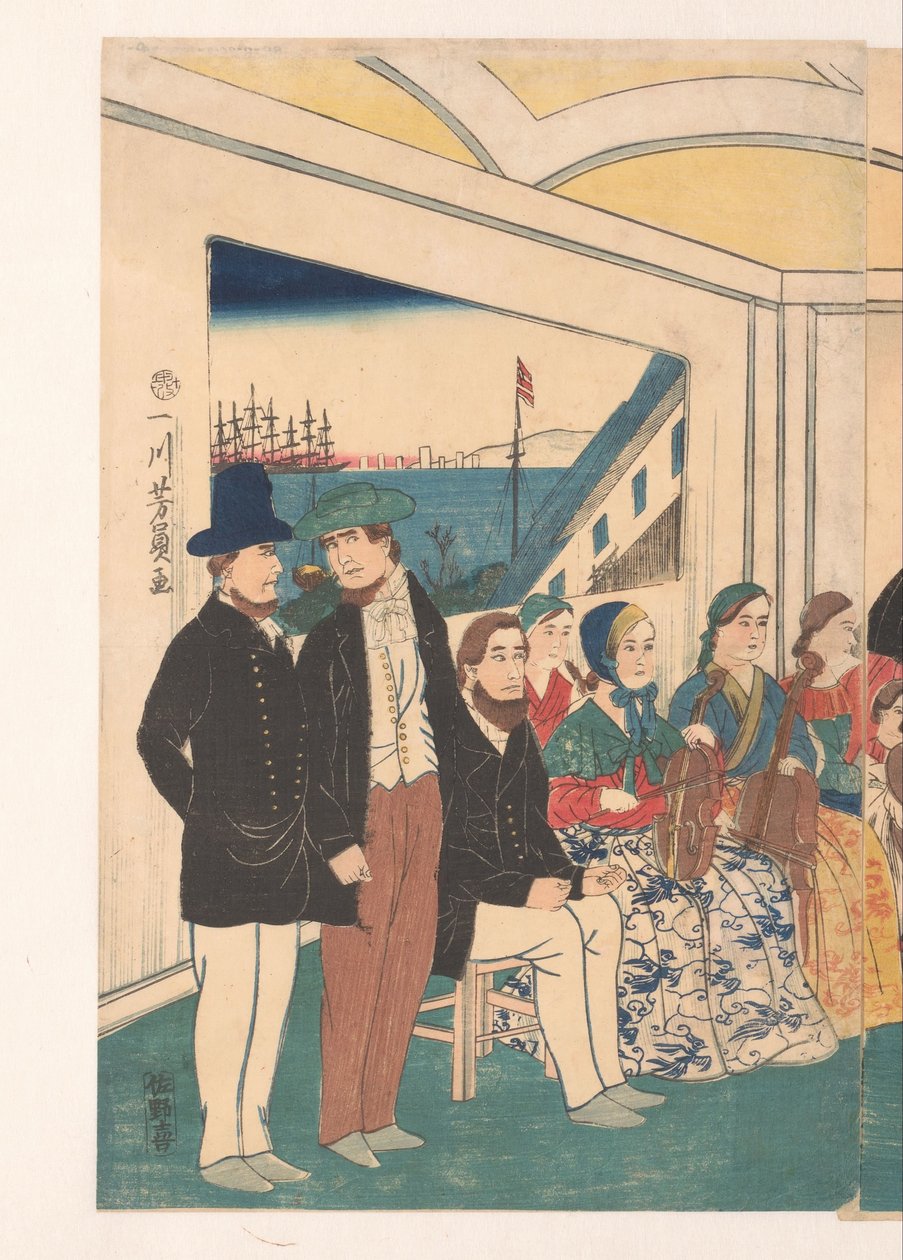 Udlændinge har det sjovt ved en banket af Utagawa Yoshikazu