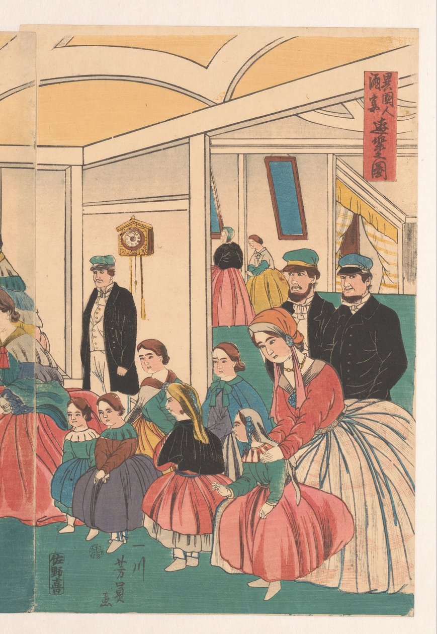 Udlændinge har det sjovt ved en banket af Utagawa Yoshikazu