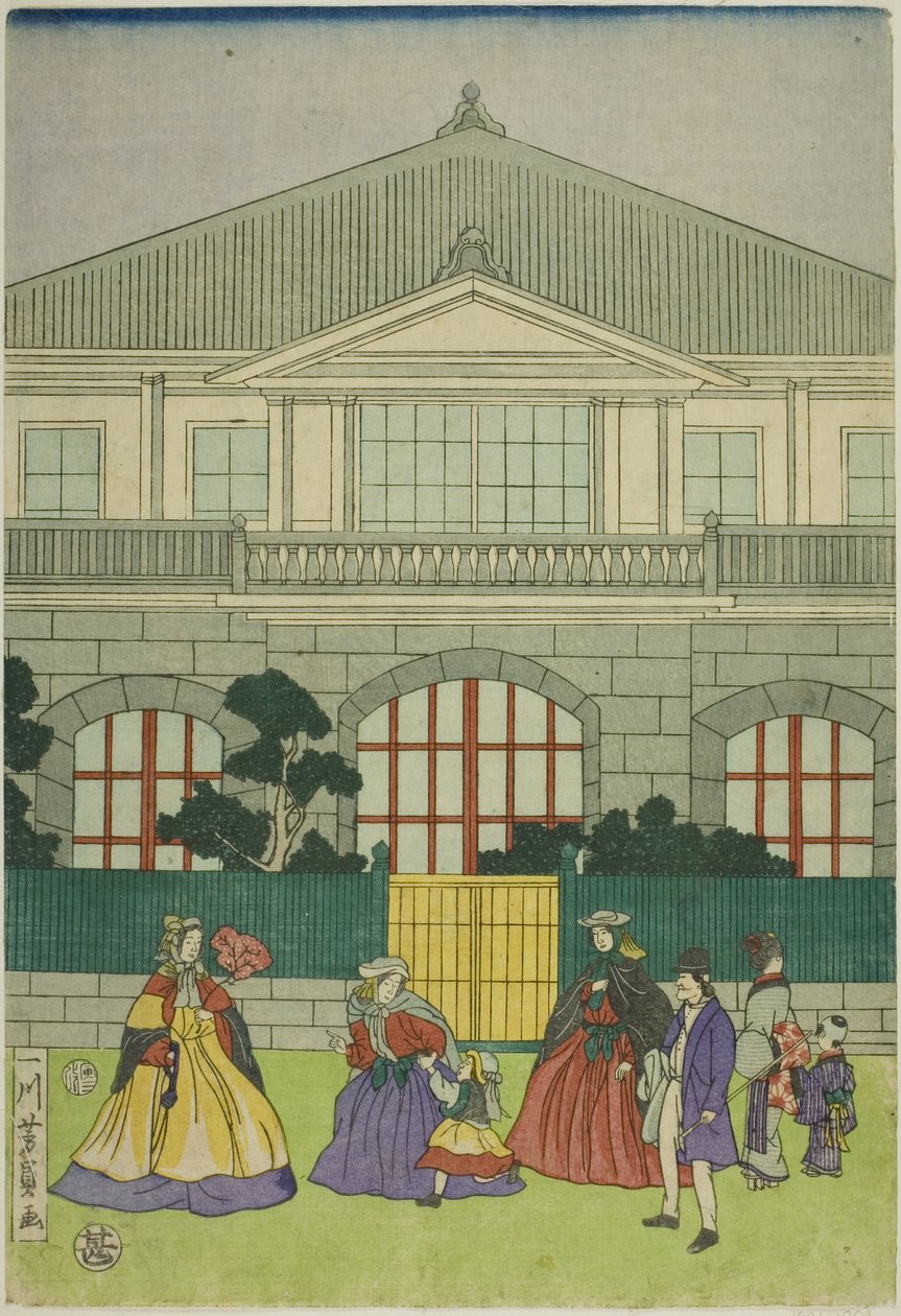 Streetcar tilbage f F line ch købmand t ved po RT af Yokohama af Utagawa Yoshikazu