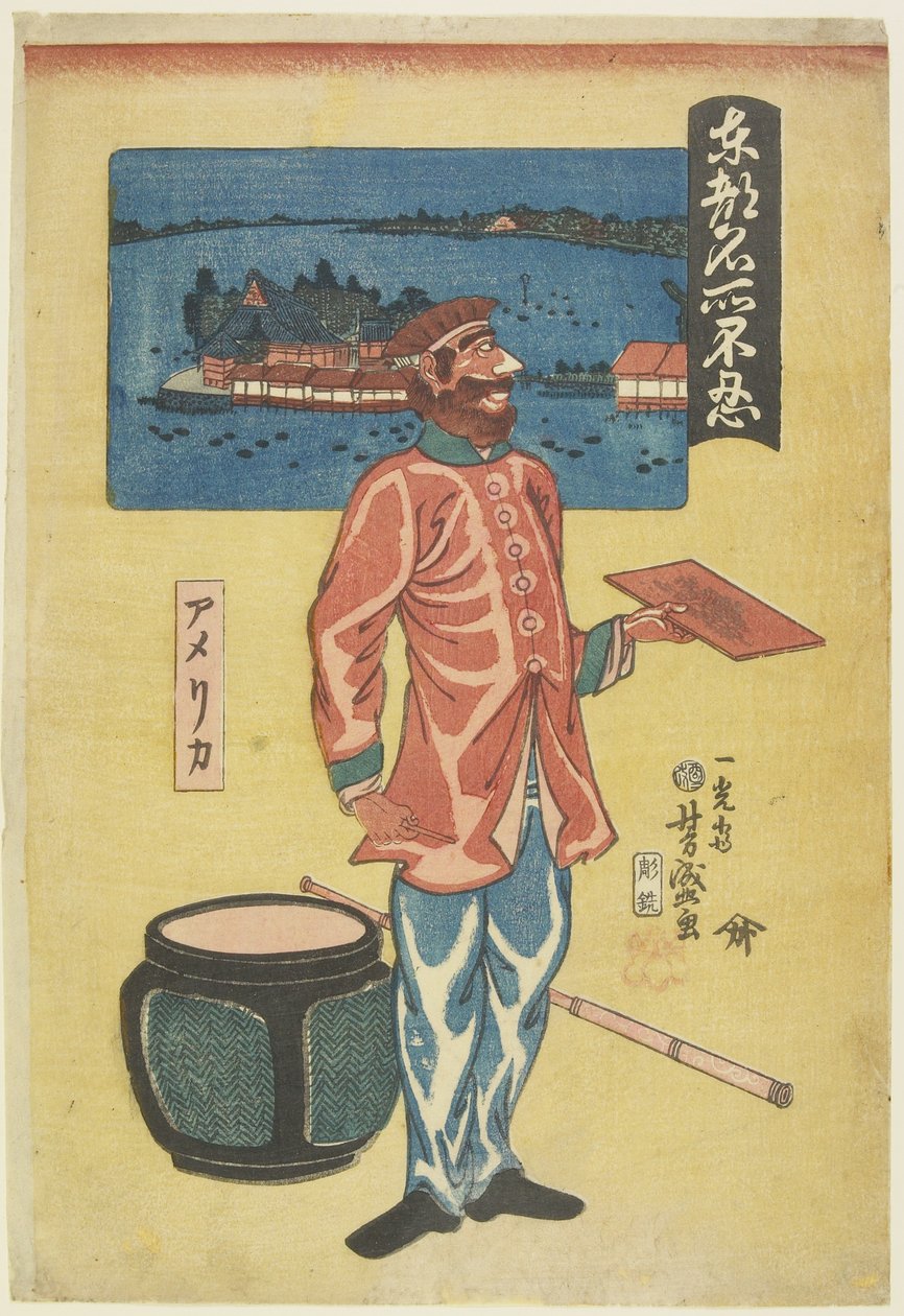 American at Shinobazu, 1861 (træbloktryk i farver) af Utagawa Yoshimori