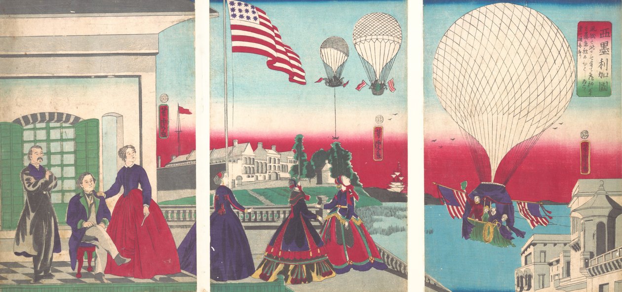 American Balloon Ascension Amerikakoku, 1867. af Utagawa Yoshitora