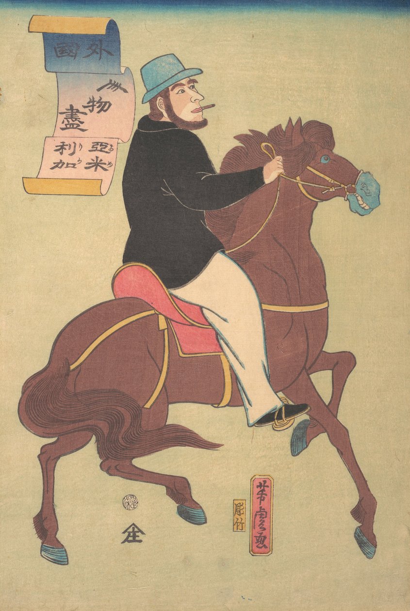 American Horseman, 1. måned, 1861. af Utagawa Yoshitora