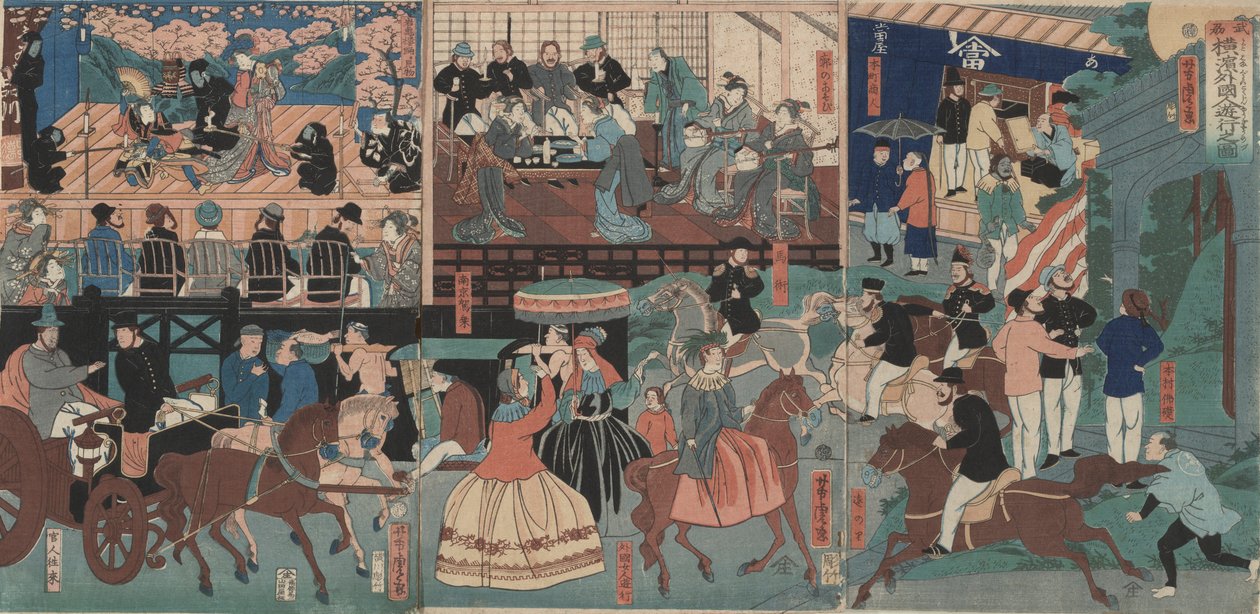 Udlændinge på tur til Yokohama af Utagawa Yoshitora