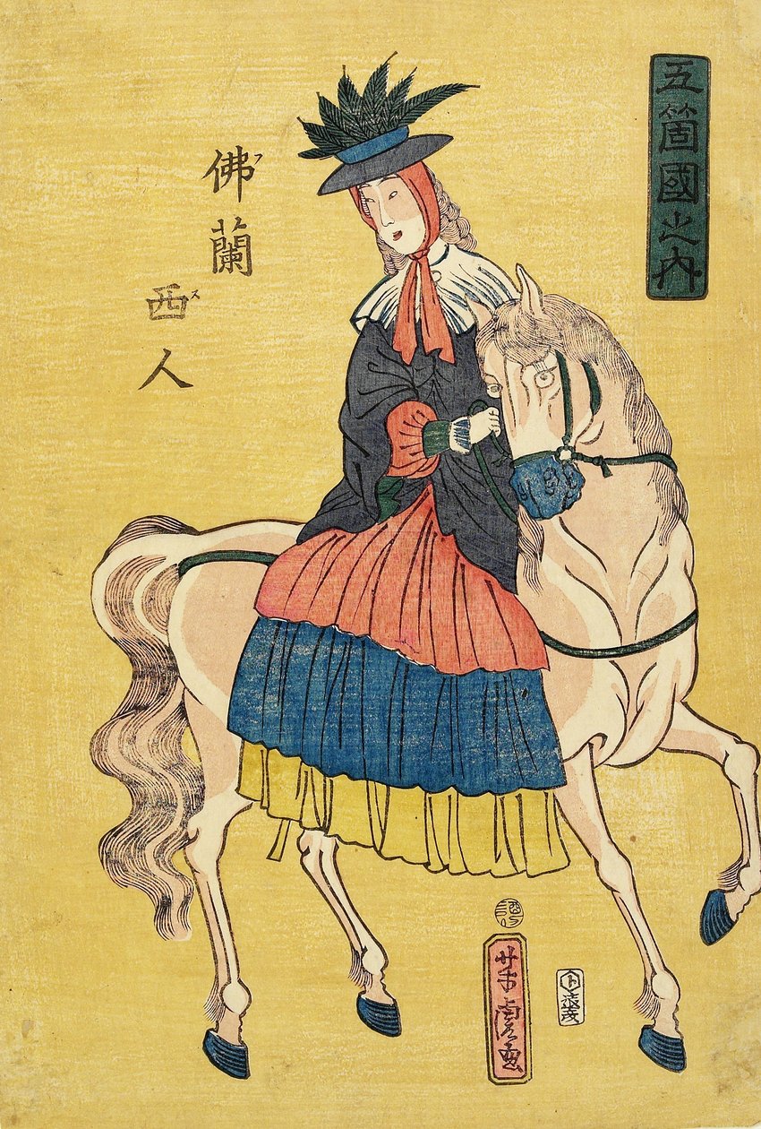 fransk dame til hest af Utagawa Yoshitora