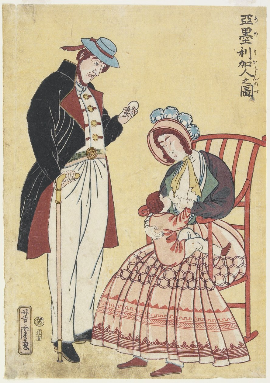 Portræt af en amerikansk familie af Utagawa Yoshitora