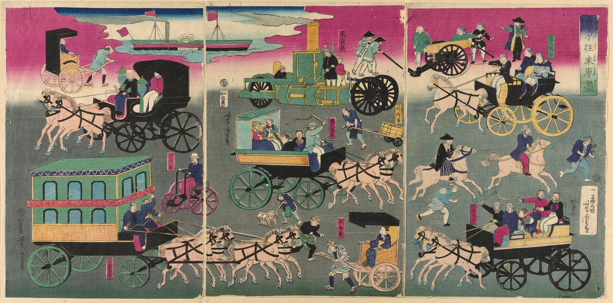 Tokyo Orai Car Zukushi af Utagawa Yoshitora