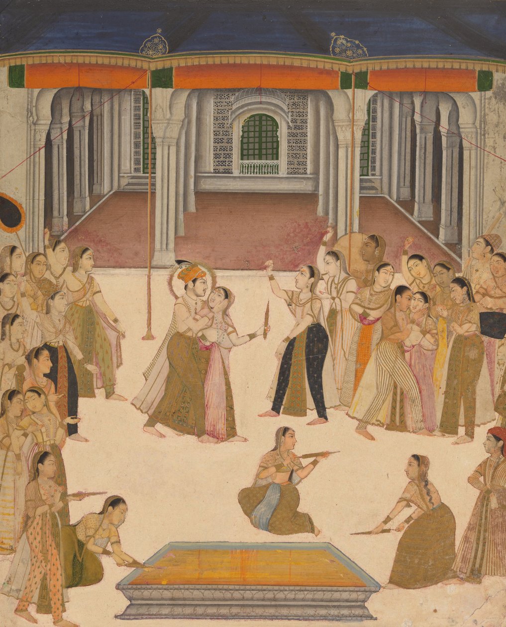 Kejser Jahangir fejrer Holi-festivalen med zenana-damerne af Uttar Pradesh Lucknow