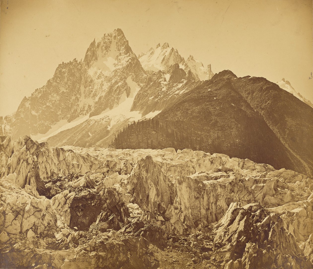 Mont-Blanc (Haute-Savoie), Glacier des Bois og Aiguille des Charmoz af V. Muzet