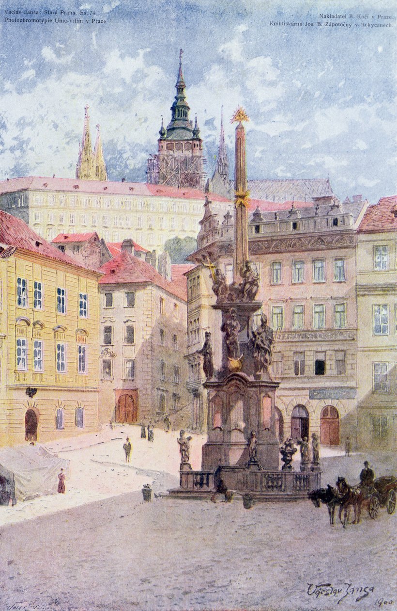 Treenighedens pestsøjle, Malostranske Namesti, Mala Strana, Prag af Vaclav Jansa