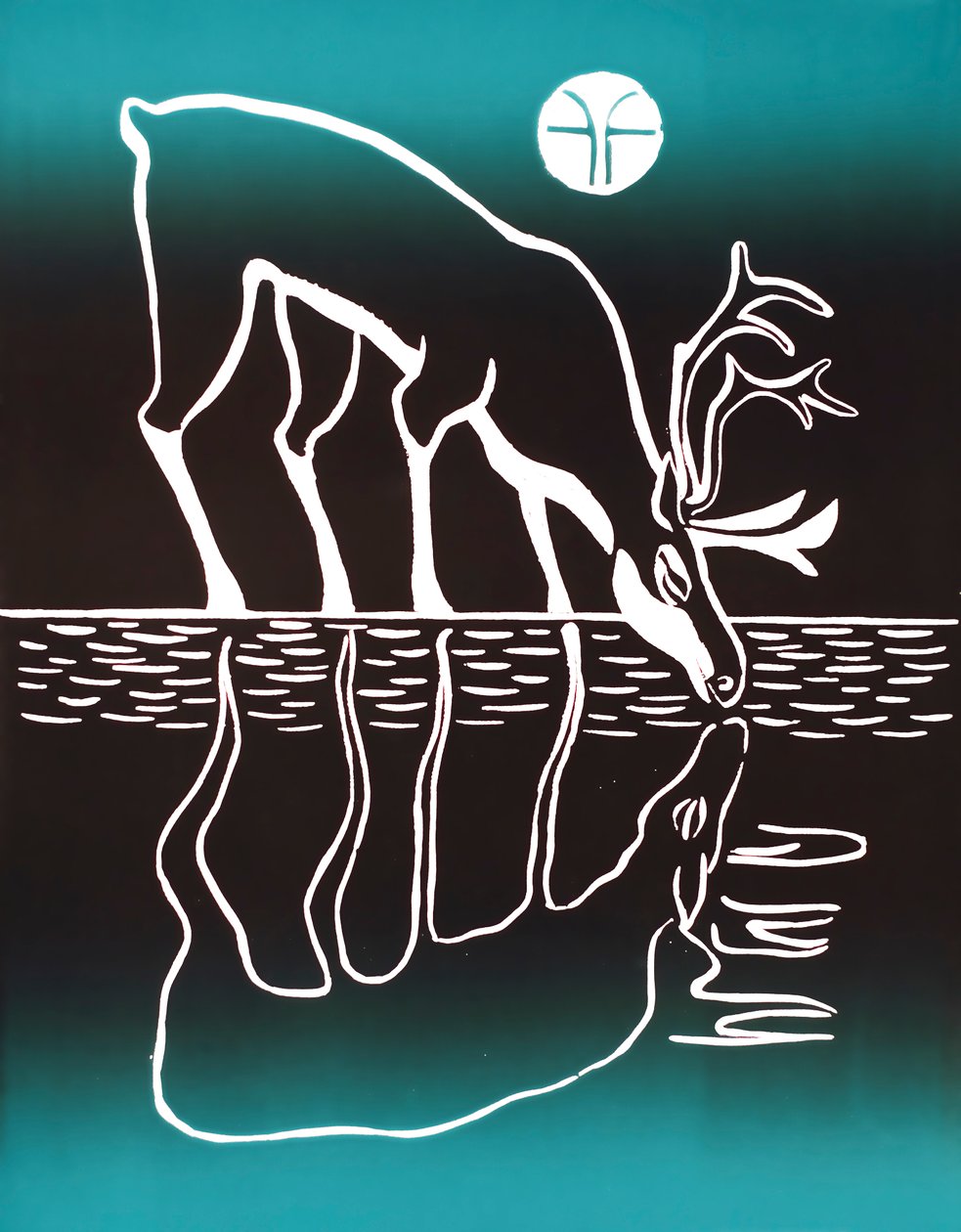 Drinking Caribou, 2018 (blæk på papir) af Vadym Vaskovsky
