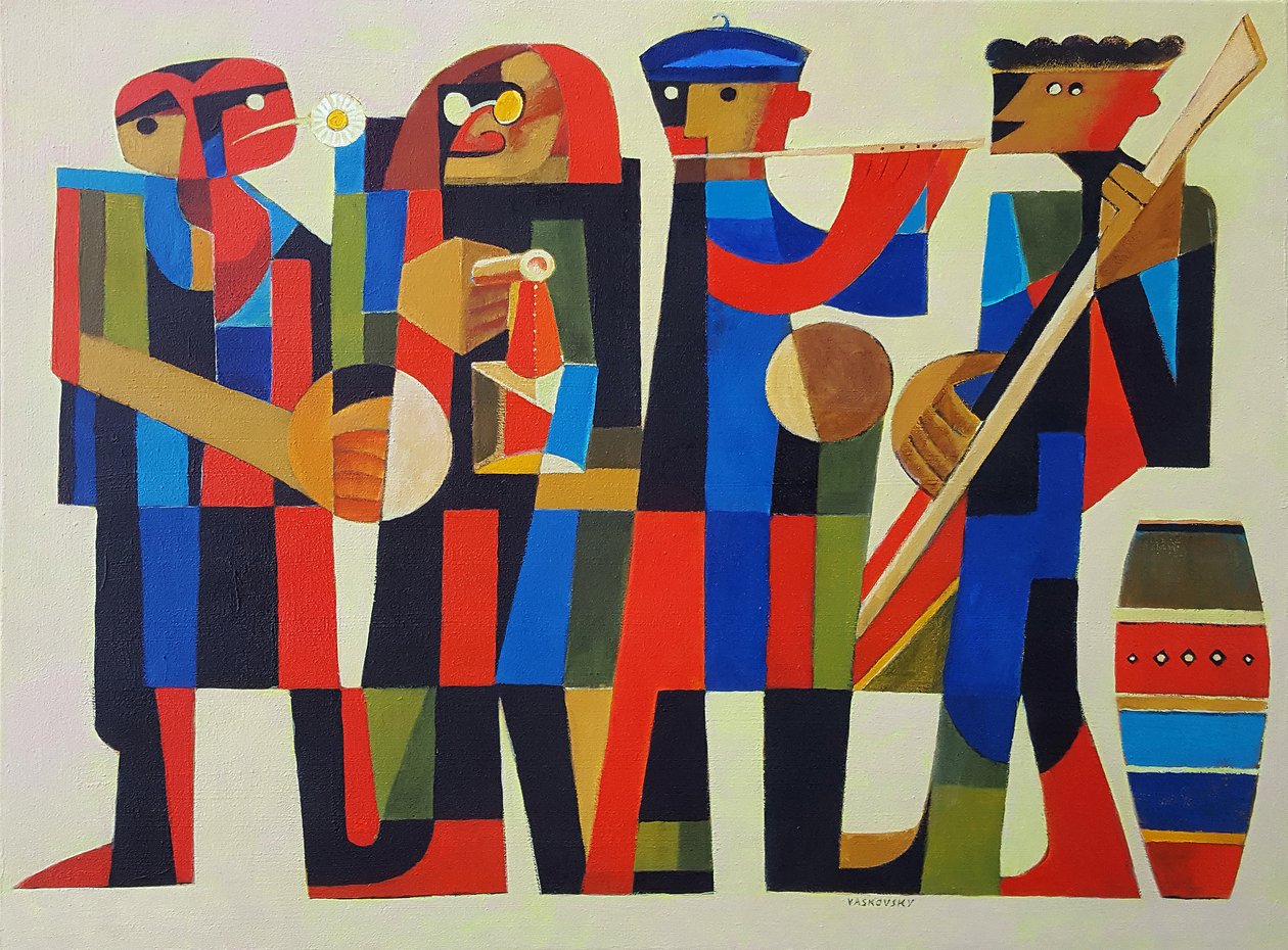 Fire musikere, 2017 (akryl på lærred) af Vadym Vaskovsky