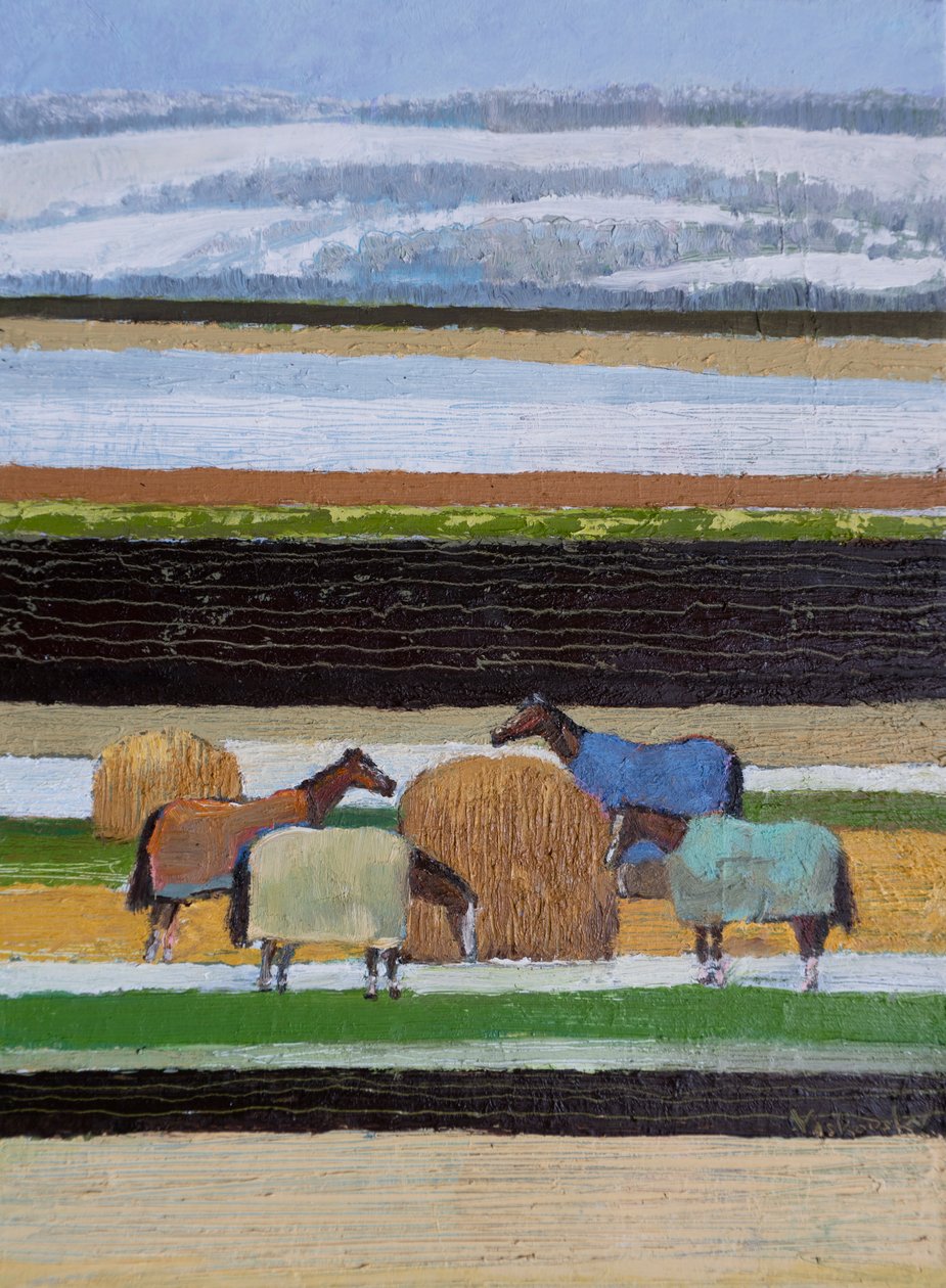 Horses in Blankets, 2022 (olie på lærred) af Vadym Vaskovsky