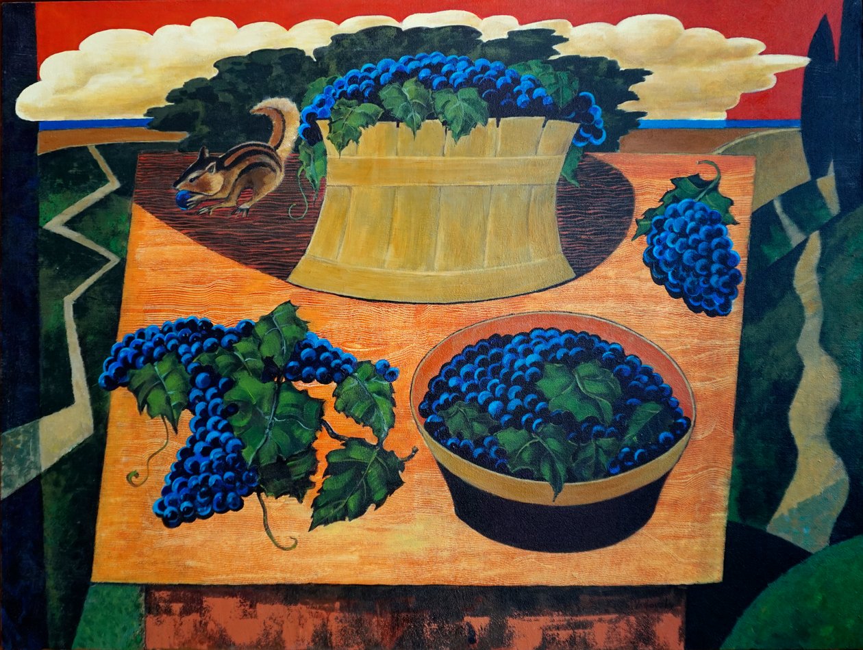 Wild Grapes of Dunes,2021 (akryl på lærred) af Vadym Vaskovsky