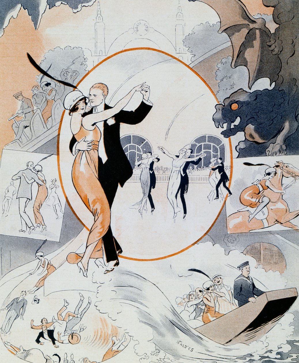 Dansescene, fra magasinet La Vie Parisienne, Frankrig af Vald