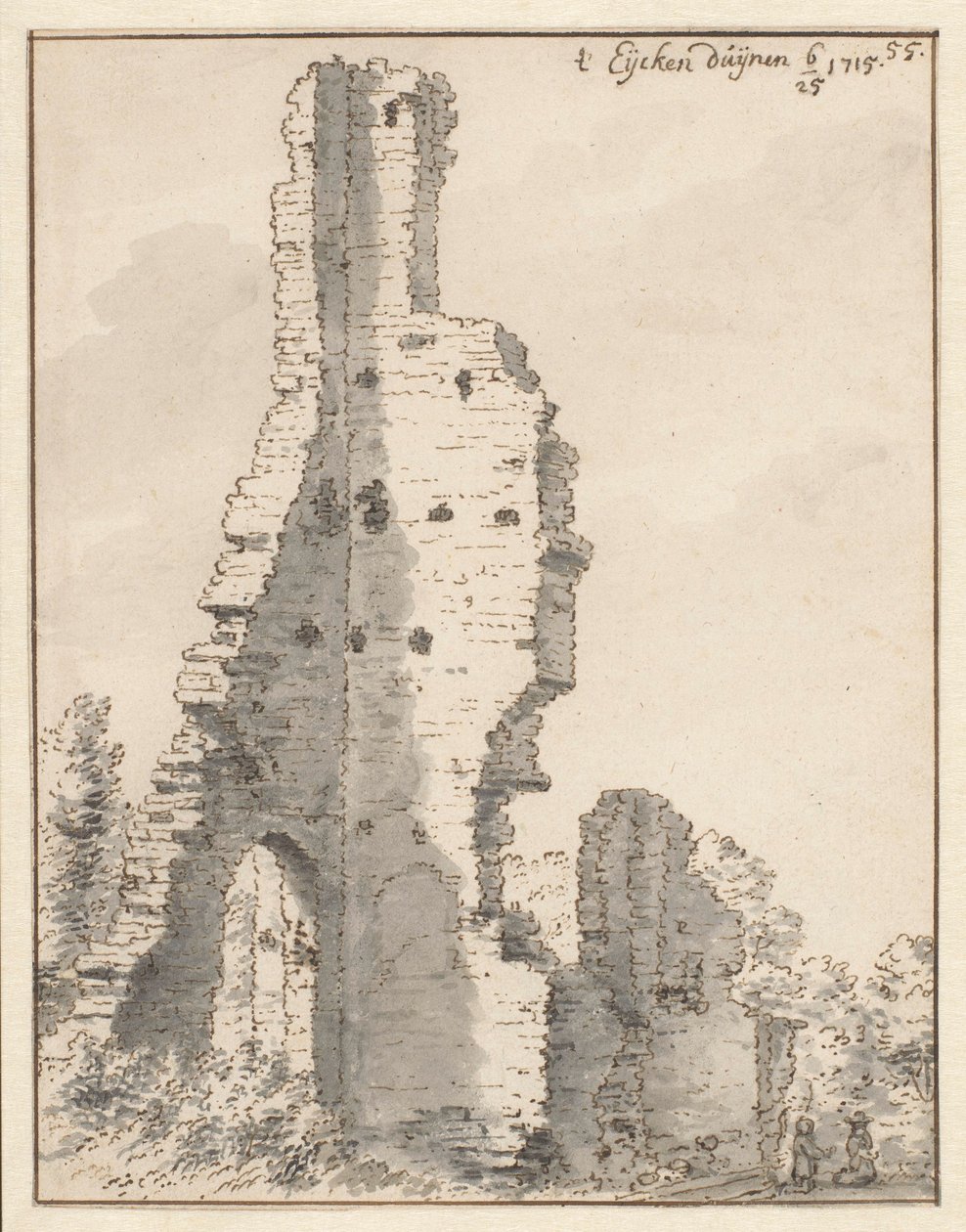 Ruinen af Eik en Duinen kirke ved Haag af Valentijn Klotz (attributed to)