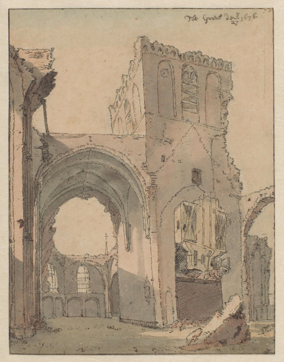 Ruinen af Grote Kerk ved Grave af Valentijn Klotz (attributed to)