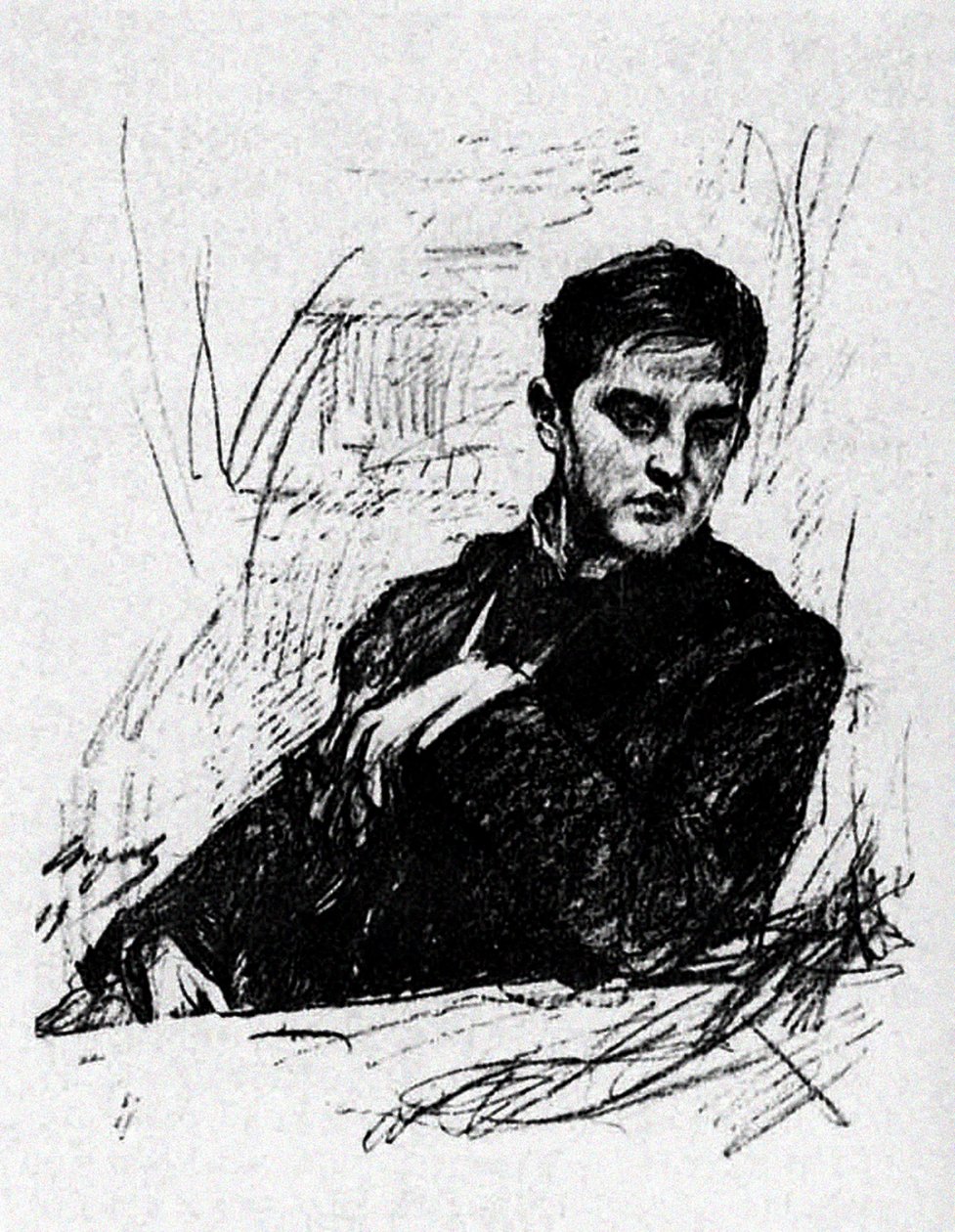 Dmitry Filosofov (kul på papir) af Valentin Aleksandrovich Serov