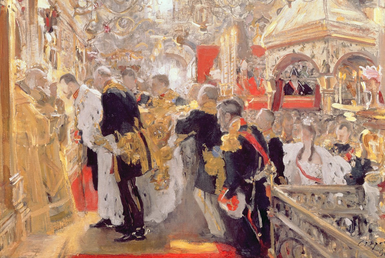 Kroningen af kejser Nicholas II (1868-1918) i Assumption Cathedral, 1896 af Valentin Aleksandrovich Serov