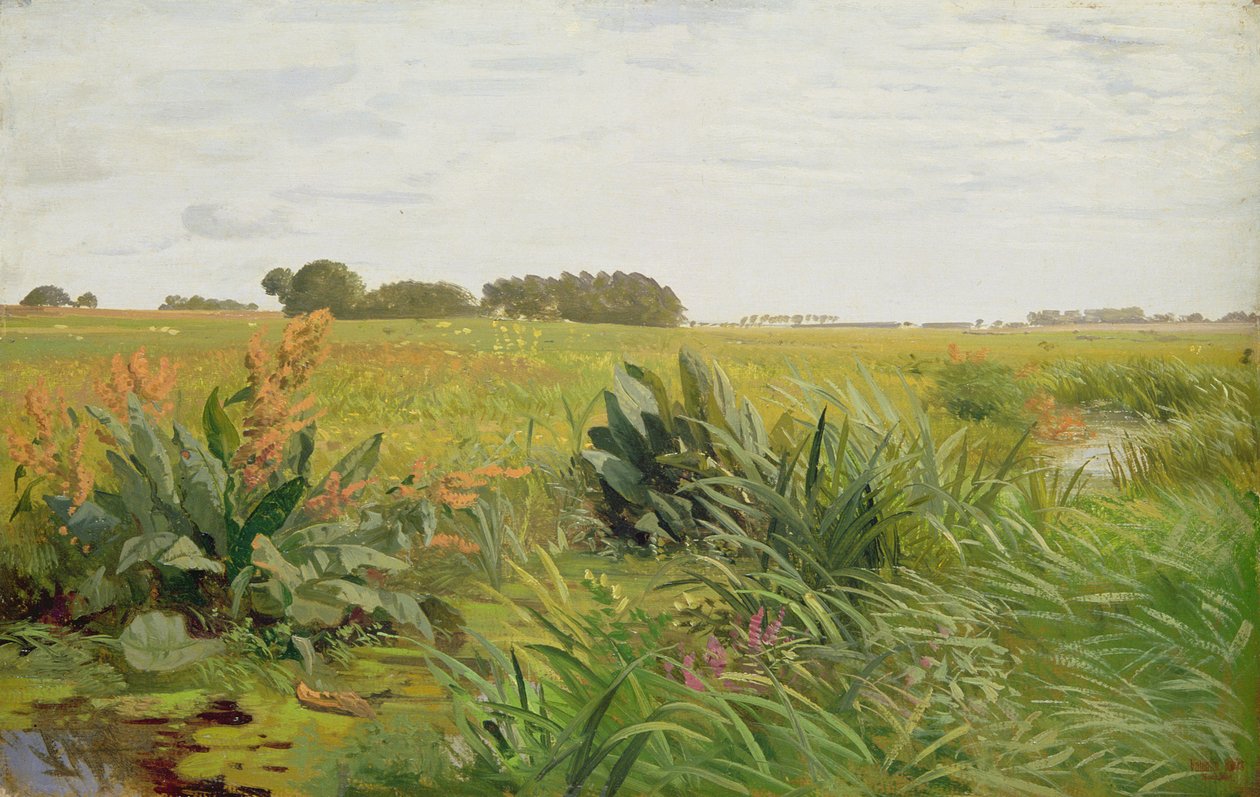 Between Geest and Marsh, ca. 1880 (olie på papir på træ) af Valentin Ruths