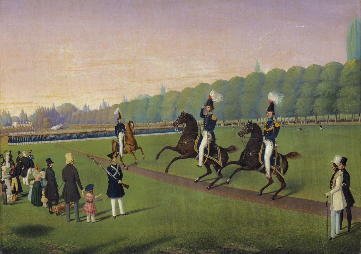 Parade af Hamburg Burgermilitars, 1840 af Valentin Wassner