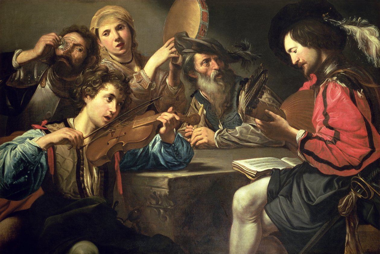 En musikalsk sammenkomst af Valentin de Boulogne
