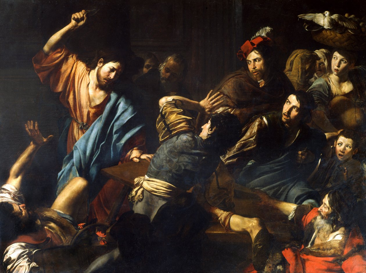 Kristus fordriver pengelånerne fra templet af Valentin de Boulogne