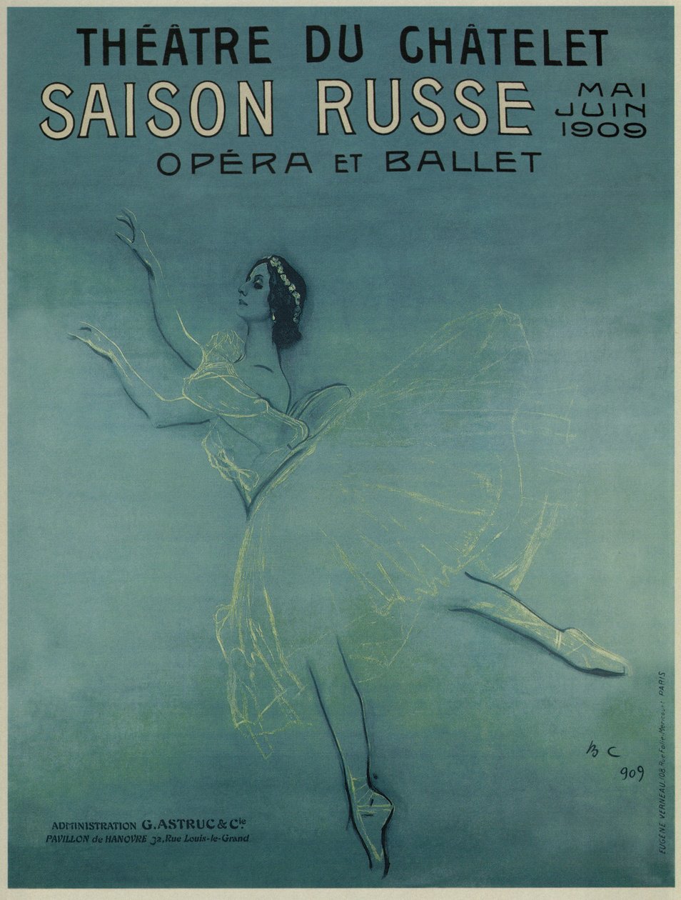 Reklameplakat for balletdanseren Anna Pavlova i balletten Les sylphides af F. Chopin, 1909 af Valentin Aleksandrovich Serov