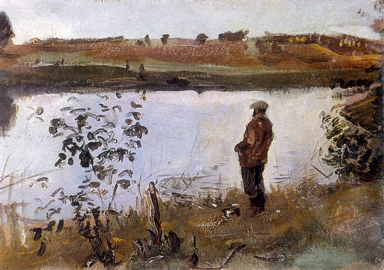 Kunstner Konstantin Korovin på flodbredden af Valentin Aleksandrovich Serov