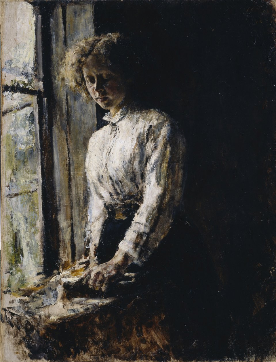 Ved vinduet. Portræt af Olga Fyodorovna Trubnikova, 1886 af Valentin Aleksandrovich Serov