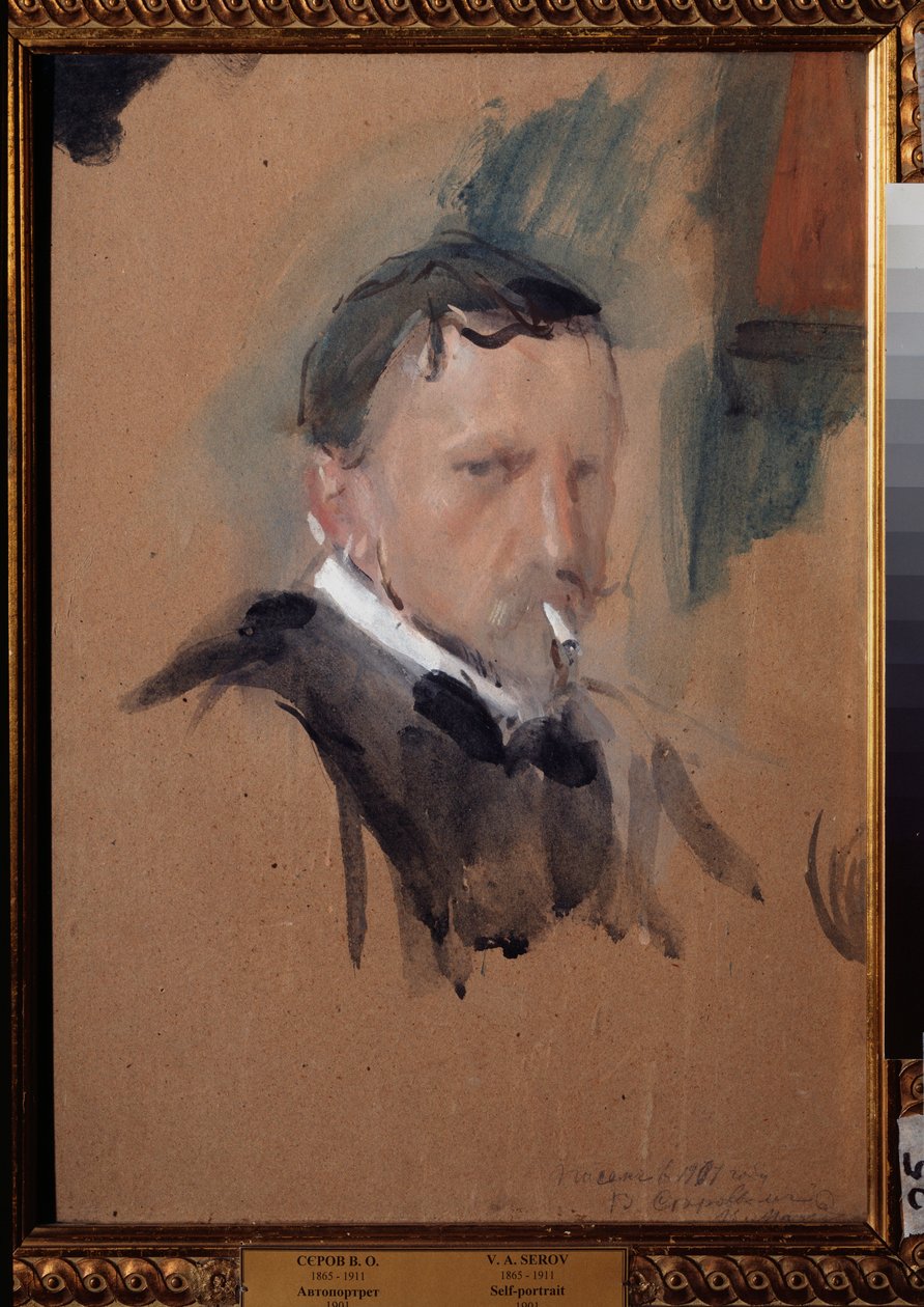 Selvportræt. Værk af Valentin Alexandrovich Serov (1865-1911), akvarel og gouache på papir af Valentin Aleksandrovich Serov