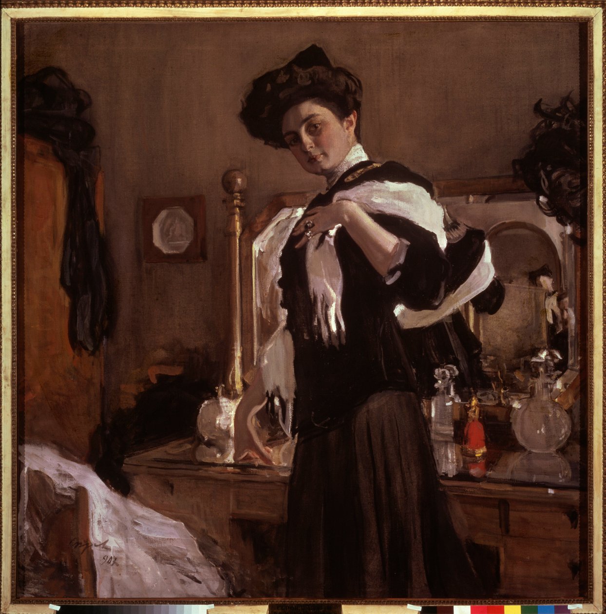 Portræt af Henrietta Hirshmann (1885-1970). Maleri af Valentin Alexandrovich Serov (1865-1911), tempera på lærred af Valentin Aleksandrovich Serov
