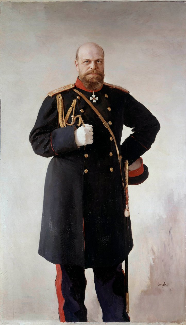 Portræt i fod af Alexander III (1845-1895), Ruslands kejser Maleri af Valentin Serov (1865-1911) 1895 St. Petersborg. Chateau De Peterhof - Portræt i fuld længde af Alexander III (1845-1895), Ruslands kejser. Maleri af Valentin Serov (1865-1911) af Valentin Aleksandrovich Serov
