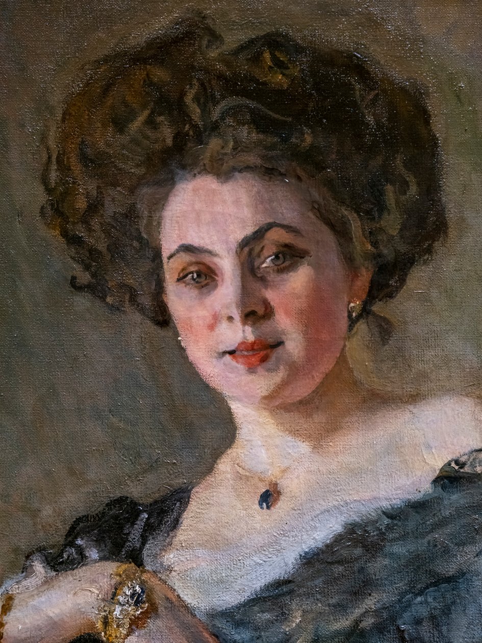 Portræt af Evdokia Sergeevna Morozova (detaljer) af Valentin Aleksandrovich Serov