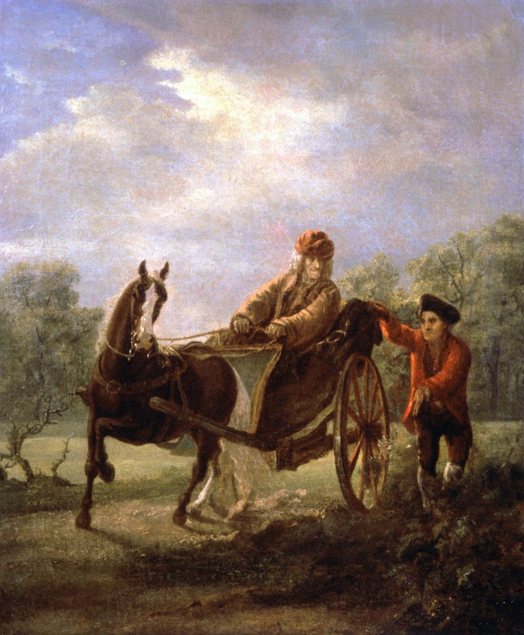 Voltaire i en vogn, ca. 1770-1775 (maleri) af Valentin Aleksandrovich Serov