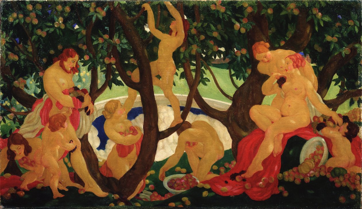 Indsamling af æbler, 1917 af Valentin Alexandrovich Yakovlev
