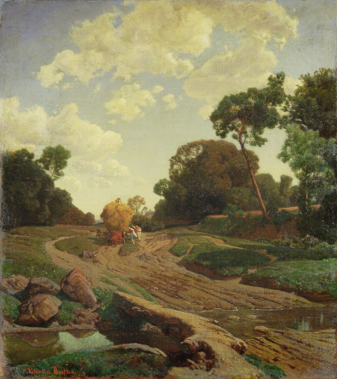 Landskab med høvogn, c.1858 af Valentin Ruths