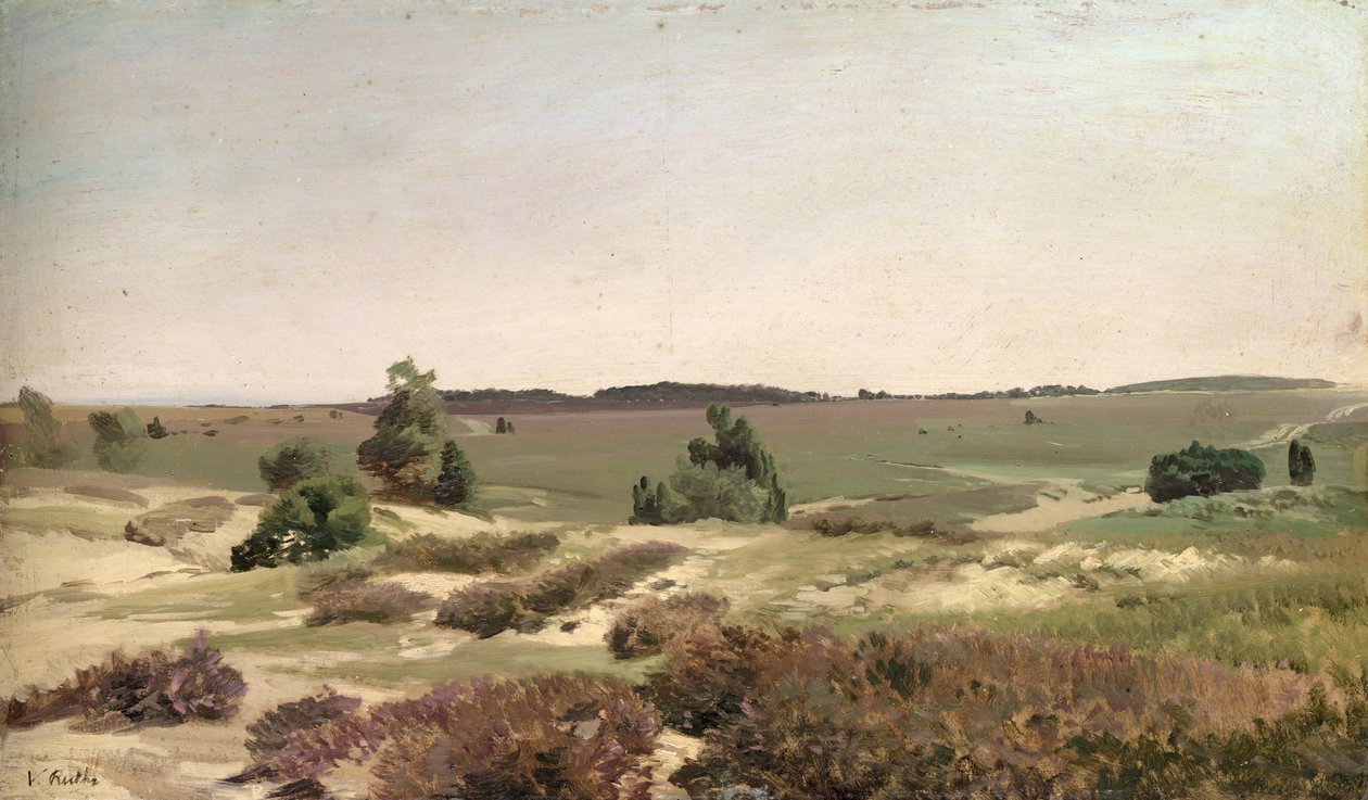 Heden ved Wilsede, 1887 (olie på papir på plade) af Valentin Ruths
