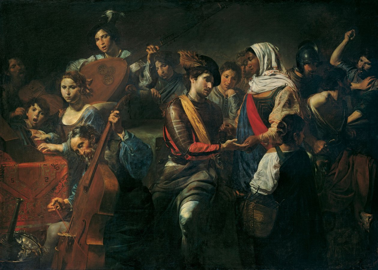 Merry Company with Fortune Teller, 1631 af Valentin de Boullogne