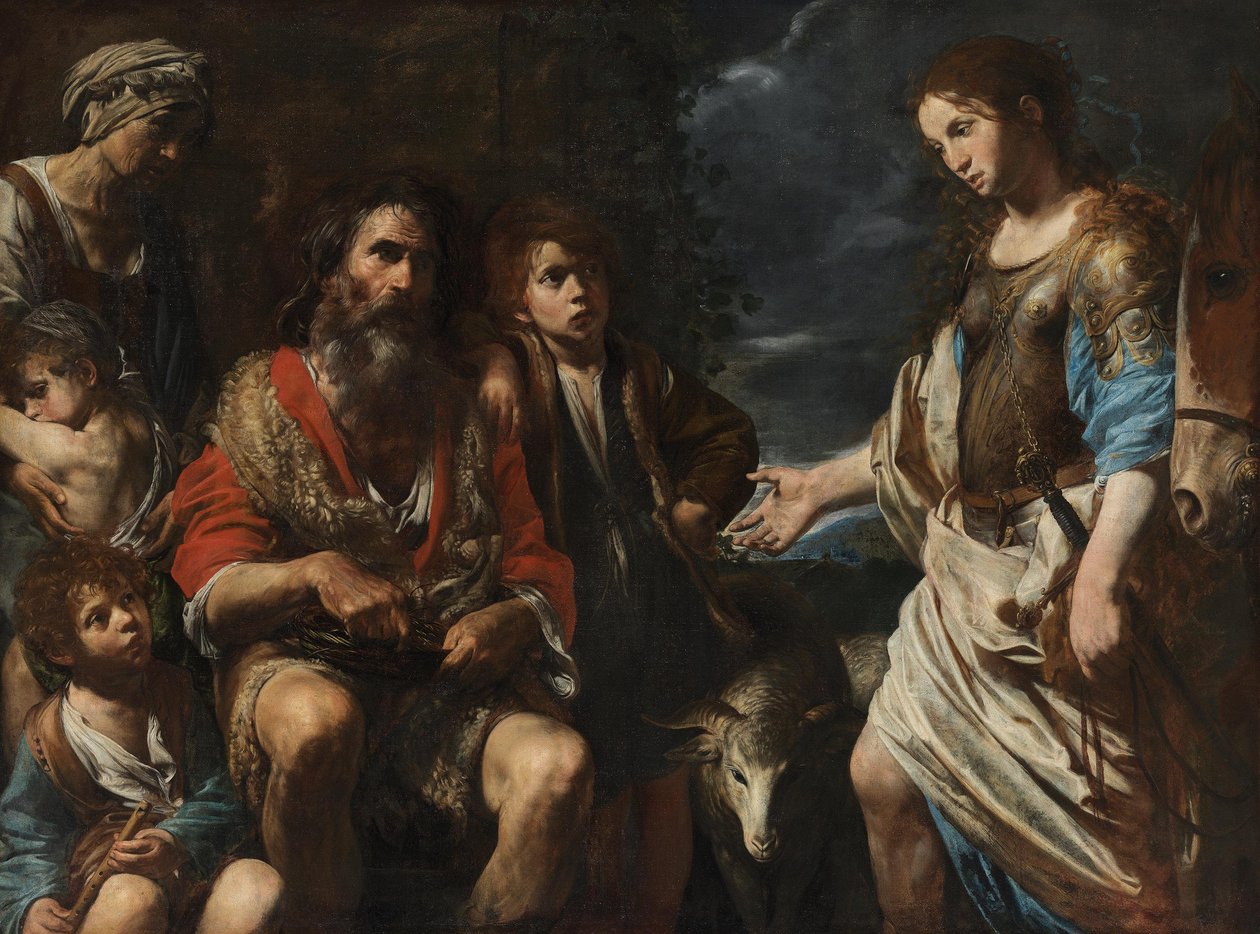 Erminia blandt hyrderne af Valentin de Boulogne