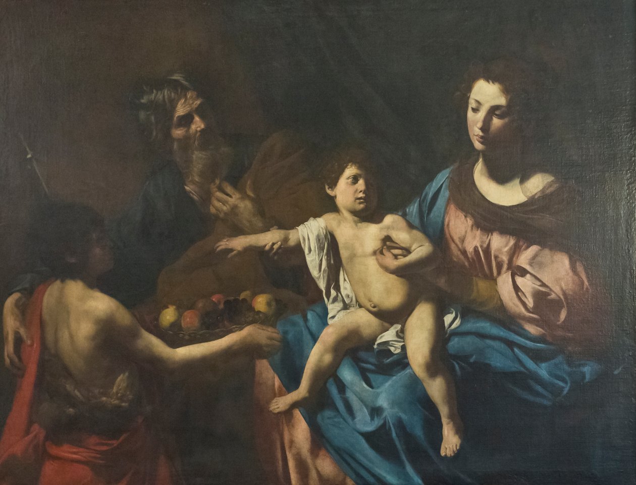 Hellig familie med den unge Johannes Døberen af Valentin de Boulogne