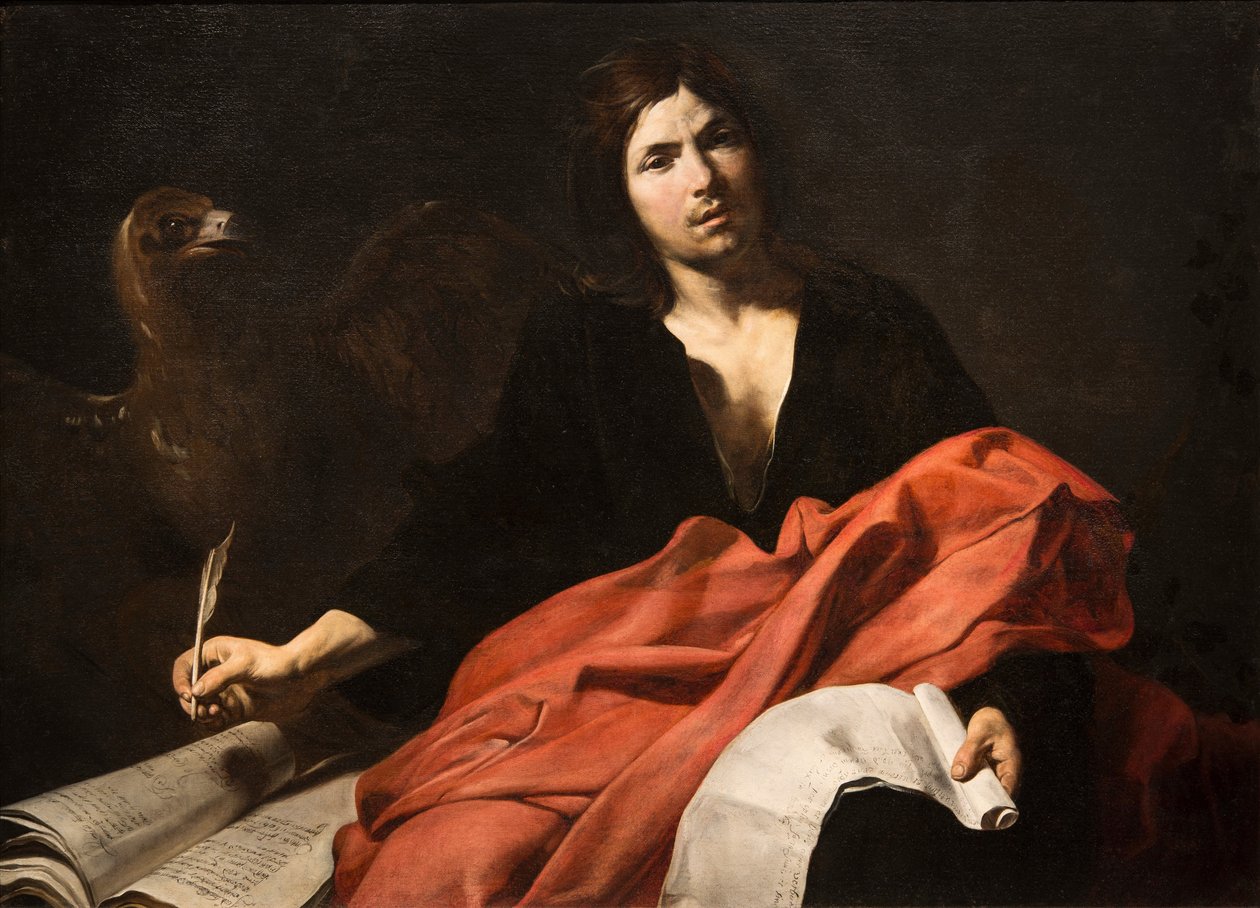 Sankt Johannes evangelisten, af Valentin de Boullogne (1591-1632). Olie på lærred af Valentin de Boulogne