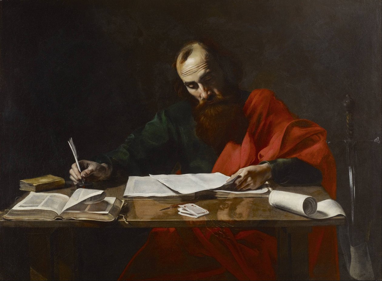 Sankt Paulus skriver sine epistler af Valentin de Boulogne