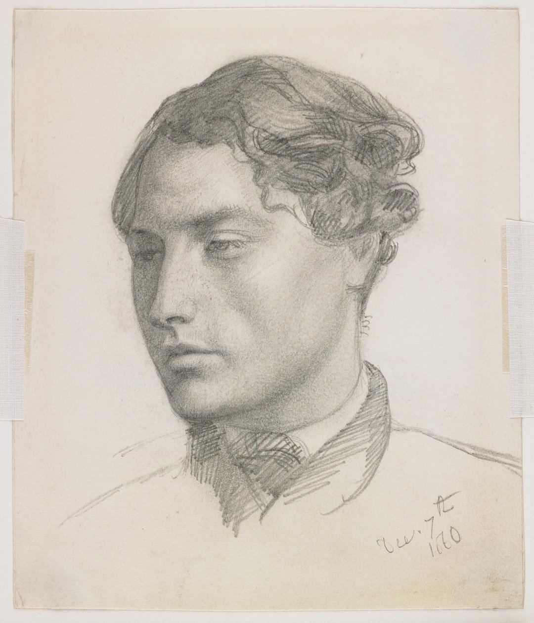 Portræt af en ung mand, 1860 (grafit på papir) af Valentine Cameron Prinsep