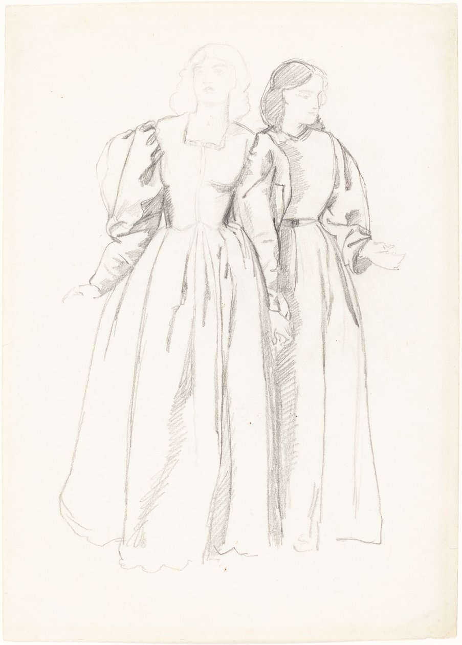 Studie af to unge kvinder [recto] af Valentine Cameron Prinsep