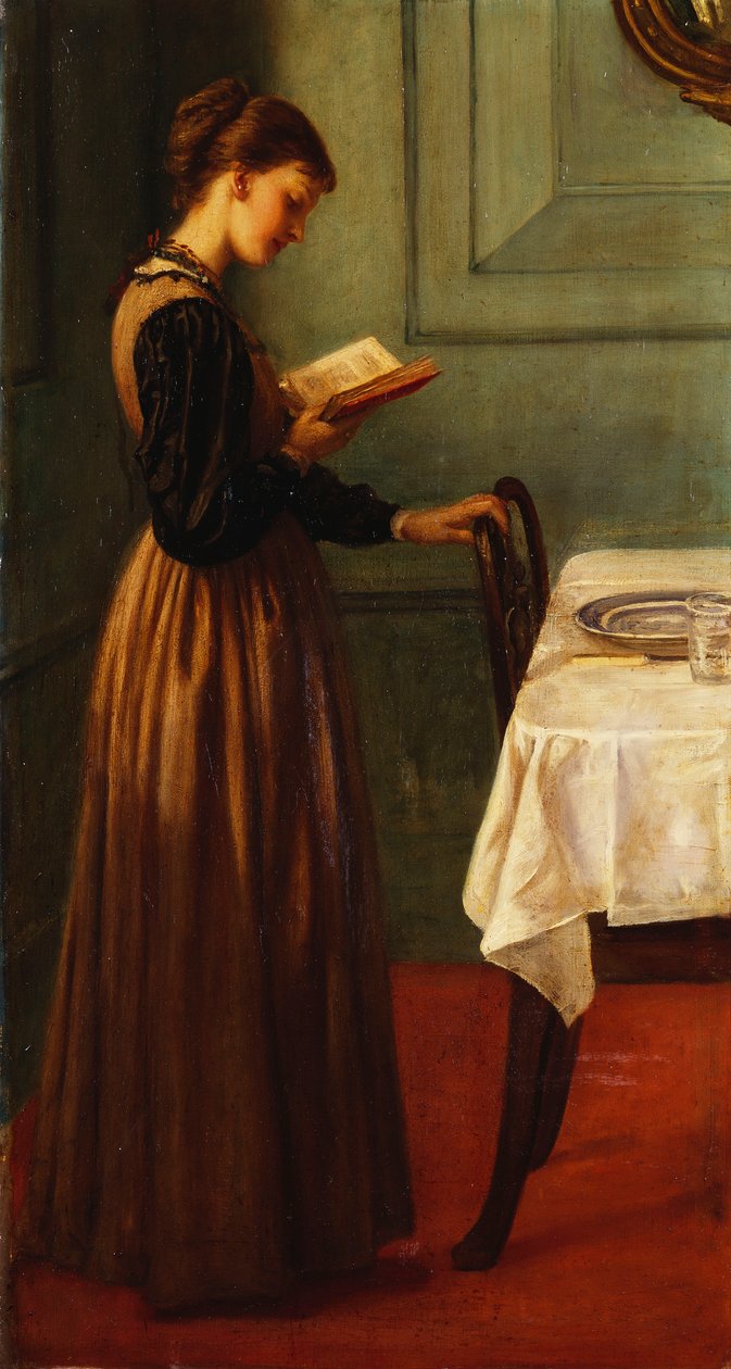 Studie af en pige, der læser af Valentine Cameron Prinsep