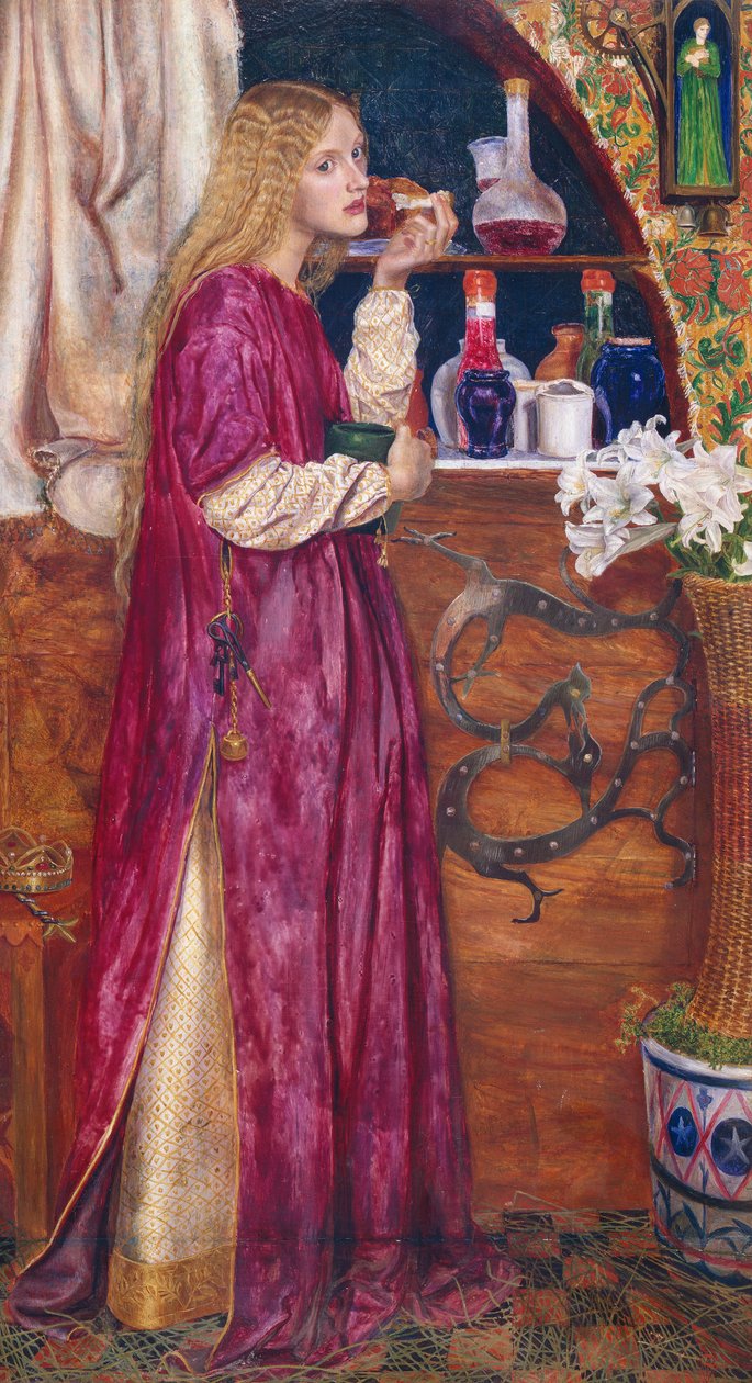 Dronningen var i stuen og spiste brød og honning (olie på panel) af Valentine Cameron Prinsep