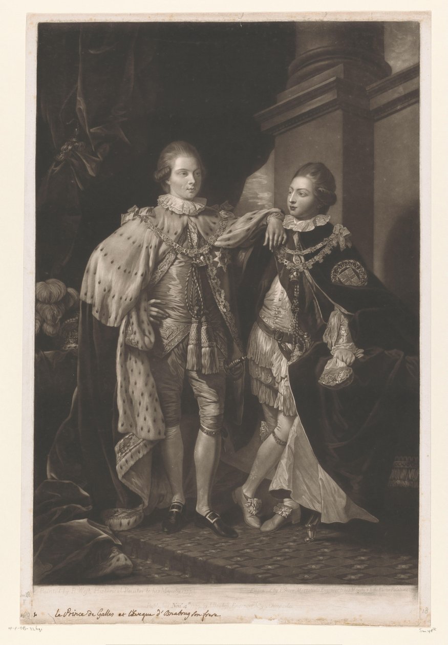 Portræt af George IV og Frederick af York som børn af Valentine Green